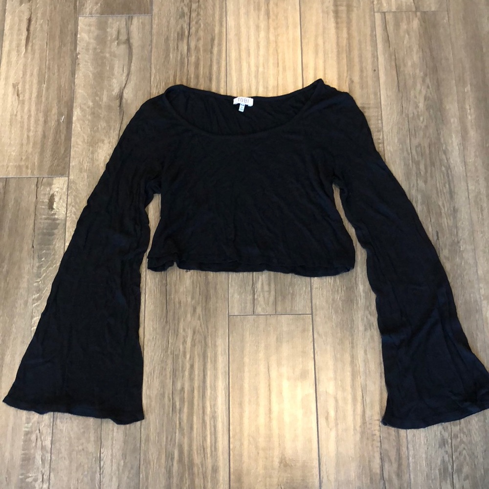 Tobi Black Long Sleeve Crop Top